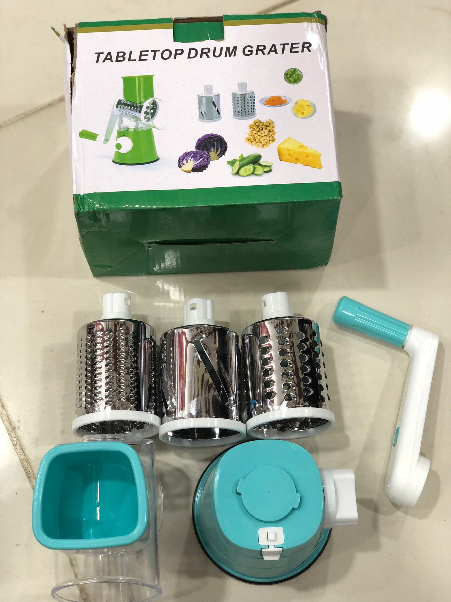 Manual 3‑in‑1 Vegetable Cutter & Drum Grater | Round Slicer