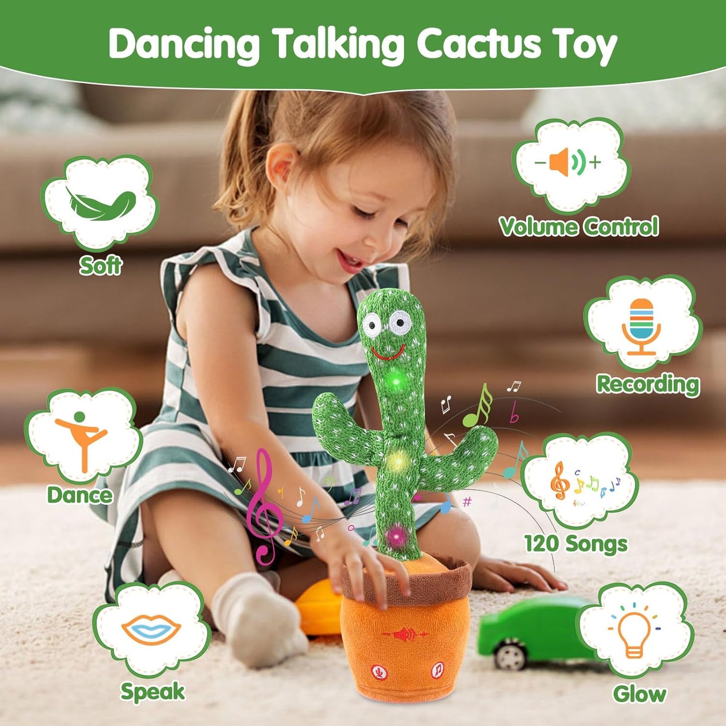 Rechargeable Talking & Dancing Cactus Toy with Music & Light