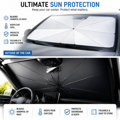Car Umbrella Sun Shade Cover for Windshield UV Reflecting Foldable Front Car Sunshade Umbrella